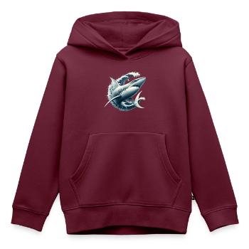 Hai Raubfisch - Kinder Premium Organic Hoodie - Burgunderrot - Vorne - AI Model Kid Female (0cm)