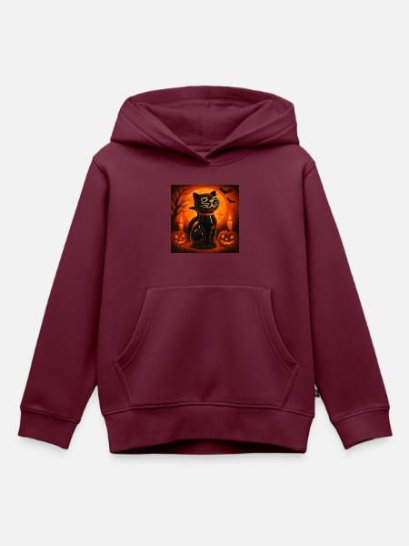 Grusel Katze Halloween Geschenk - Kinder Premium Organic Hoodie - Burgunderrot