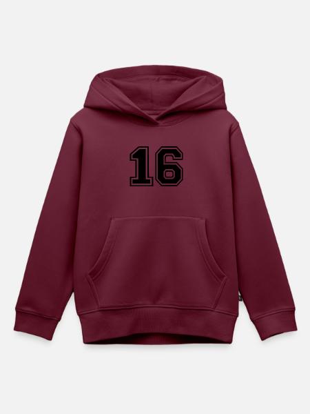 16 - Kinder Premium Organic Hoodie - Burgunderrot