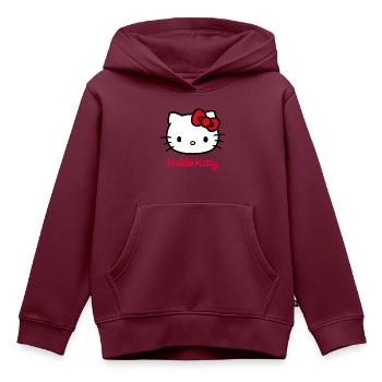 Hello Kitty Klassisch Mit Hello Kitty Schriftzug - Kinder Premium Organic Hoodie - Burgunderrot - Vorne - AI Model Kid Female (0cm)