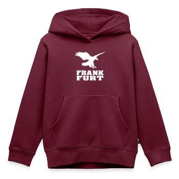 Frankfurt - Kinder Premium Organic Hoodie - Burgunderrot - Vorne - AI Model Kid Female (0cm)