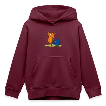 Maus und Elefant - Freundschaft - Kinder Premium Organic Hoodie - Burgunderrot - Vorne - AI Model Kid Female (0cm)