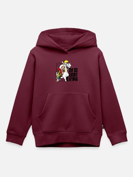 Lucky Luke Mit Jolly Jumper Oh So lucky - Kinder Premium Organic Hoodie - Burgunderrot