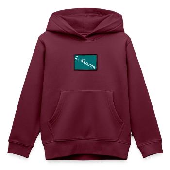 1. Klasse Tafel - Kinder Premium Organic Hoodie - Burgunderrot - Vorne - AI Model Kid Female (0cm)