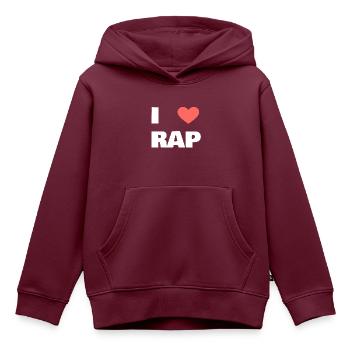 i love Rap - Kinder Premium Organic Hoodie - Burgunderrot - Vorne - AI Model Kid Female (0cm)