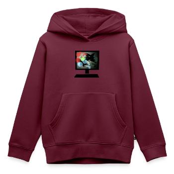 bunter Pc - Kinder Premium Organic Hoodie - Burgunderrot - Vorne - AI Model Kid Female (0cm)