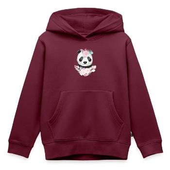 Panda Flower - Kinder Premium Organic Hoodie - Burgunderrot - Vorne - AI Model Kid Female (0cm)