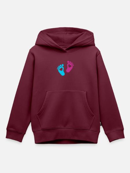 Babyfüße Eltern Baby Herz Kleinkind Sohn Schwanger - Kinder Premium Organic Hoodie - Burgunderrot