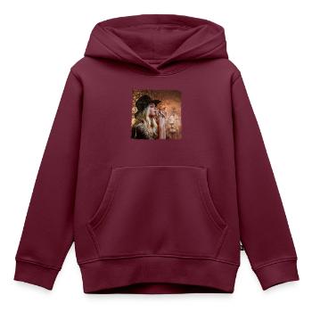 Löwe Traum romantisch - Kinder Premium Organic Hoodie - Burgunderrot - Vorne - AI Model Kid Female (0cm)