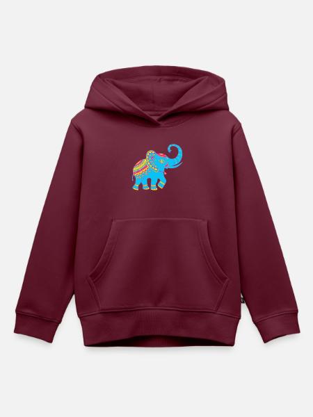 Indian Elefant - Kinder Premium Organic Hoodie - Burgunderrot