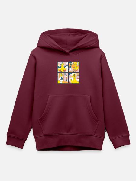 Sesamstraße Bibo Comic Kacheln - Kinder Premium Organic Hoodie - Burgunderrot