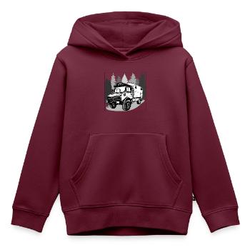 Camping - Unimog - Adventure - Oldtimer - Kinder Premium Organic Hoodie - Burgunderrot - Vorne - AI Model Kid Female (0cm)