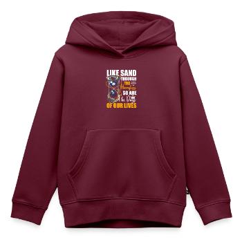 Uhr Sand Freundschaft - Kinder Premium Organic Hoodie - Burgunderrot - Vorne - AI Model Kid Female (0cm)