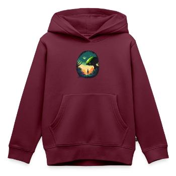Sci-Fi-Landschaft - Kinder Premium Organic Hoodie - Burgunderrot - Vorne - AI Model Kid Female (0cm)
