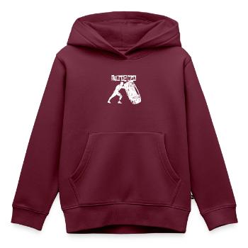 Strongman - Kinder Premium Organic Hoodie - Burgunderrot - Vorne - AI Model Kid Female (0cm)