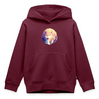 Wolf Polygon - Kinder Premium Organic Hoodie - Burgunderrot - Vorne - AI Model Kid Female (0cm)