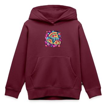 Pizza Slice Zeichnung - Kinder Premium Organic Hoodie - Burgunderrot - Vorne - AI Model Kid Female (0cm)