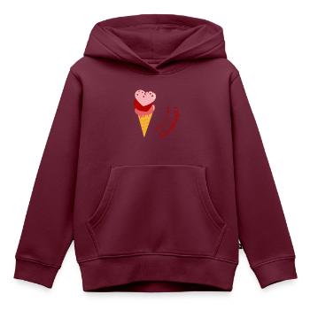 Eiswaffel mit Herzen You're the Sweetest 2403-1 - Kinder Premium Organic Hoodie - Burgunderrot - Vorne - AI Model Kid Female (0cm)