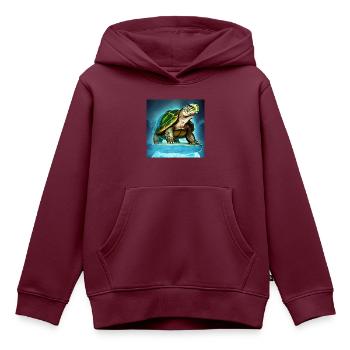 Schildkröte auf einem Gletscher - Kinder Premium Organic Hoodie - Burgunderrot - Vorne - AI Model Kid Female (0cm)