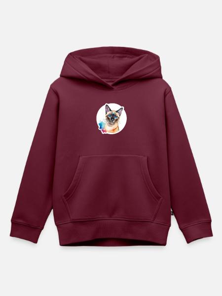 Siamkatze Wasserfarben - Kinder Premium Organic Hoodie - Burgunderrot