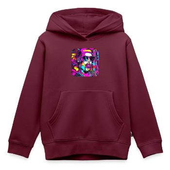 Neon Style UV Glow Party Trend - Kinder Premium Organic Hoodie - Burgunderrot - Vorne - AI Model Kid Female (0cm)