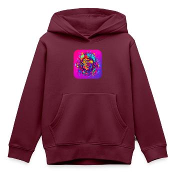 Neon Splash Kreativ Leuchtend UV Style - Kinder Premium Organic Hoodie - Burgunderrot - Vorne - AI Model Kid Female (0cm)