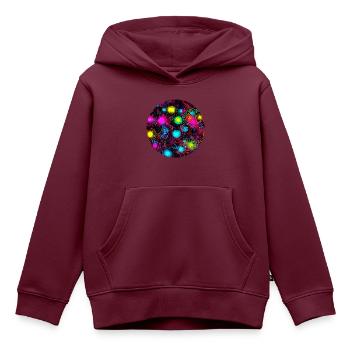 Neon Abstrakt Style Trend UV - Kinder Premium Organic Hoodie - Burgunderrot - Vorne - AI Model Kid Female (0cm)