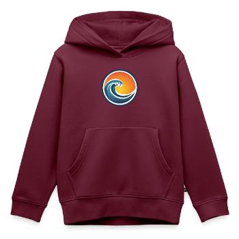 surfende Welle, Welle Logo, Wassersport, Meer - Kinder Premium Organic Hoodie - Burgunderrot - Vorne - AI Model Kid Female (0cm)