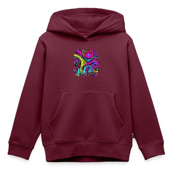 Neon Party UV Elektro House Style - Kinder Premium Organic Hoodie - Burgunderrot - Vorne - AI Model Kid Female (0cm)