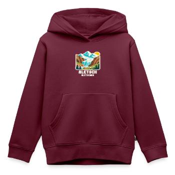 Aletsch Gletscher - Kinder Premium Organic Hoodie - Burgunderrot - Vorne - AI Model Kid Female (0cm)