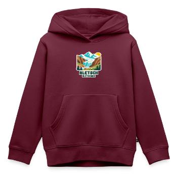Aletsch Gletscher - Kinder Premium Organic Hoodie - Burgunderrot - Vorne - AI Model Kid Female (0cm)