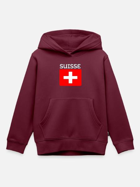 Schweiz - Kinder Premium Organic Hoodie - Burgunderrot