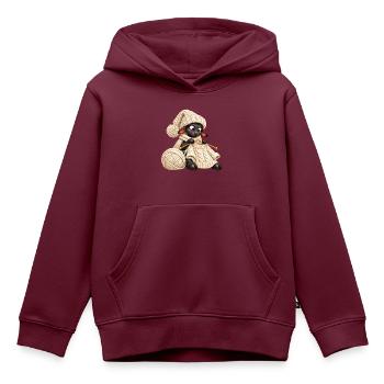 Schwarzes Schaf strickt einen Wollpullover - Kinder Premium Organic Hoodie - Burgunderrot - Vorne - AI Model Kid Female (0cm)