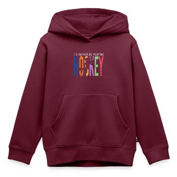Eishockey Mannschaft Puck - Kinder Premium Organic Hoodie - Burgunderrot - Vorne - AI Model Kid Female (0cm)
