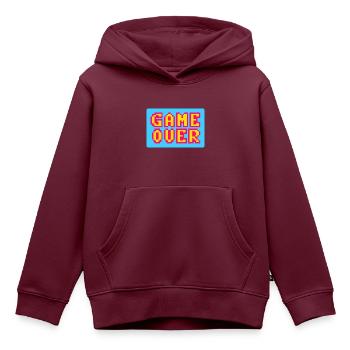 Game Over Retrogaming Vintage-Pixel - Kinder Premium Organic Hoodie - Burgunderrot - Vorne - AI Model Kid Female (0cm)