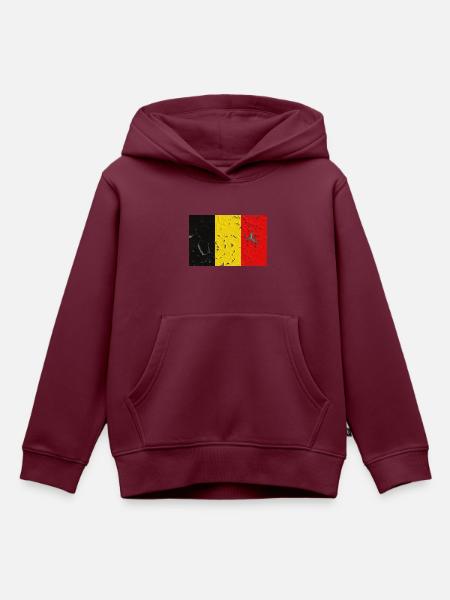Belgien - Kinder Premium Organic Hoodie - Burgunderrot