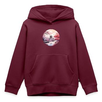 Japan - Kinder Premium Organic Hoodie - Burgunderrot - Vorne - AI Model Kid Female (0cm)