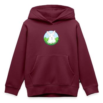 Weißes Kaninchen - Kinder Premium Organic Hoodie - Burgunderrot - Vorne - AI Model Kid Female (0cm)