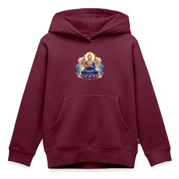 Buddha Buddhismus Religion Spirituell Meditation - Kinder Premium Organic Hoodie - Burgunderrot - Vorne - AI Model Kid Female (0cm)