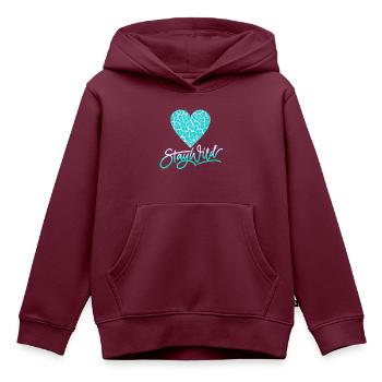Stay Wild mit Leoparden-Musterherz - Kinder Premium Organic Hoodie - Burgunderrot - Vorne - AI Model Kid Female (0cm)