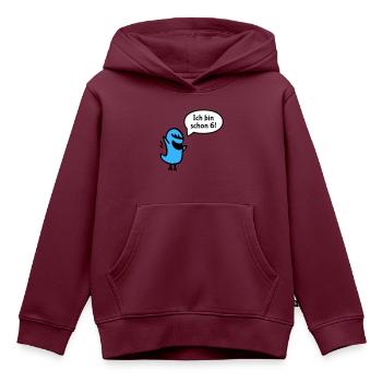 Ich bin schon sechs - Kinder Premium Organic Hoodie - Burgunderrot - Vorne - AI Model Kid Female (0cm)