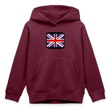 Union jack - Kinder Premium Organic Hoodie - Burgunderrot - Vorne - AI Model Kid Female (0cm)