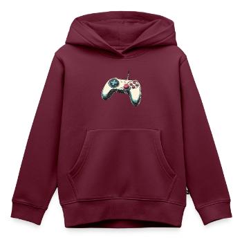 Gamepad, Gamepad, Controller-Logo und Joystick - Kinder Premium Organic Hoodie - Burgunderrot - Vorne - AI Model Kid Female (0cm)
