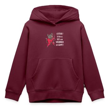 Dicke Katze, zu dick zum Wegrennen - Kinder Premium Organic Hoodie - Burgunderrot - Vorne - AI Model Kid Female (0cm)