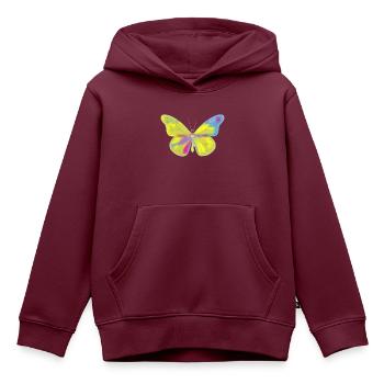 Bunte Schmetterling - Kinder Premium Organic Hoodie - Burgunderrot - Vorne - AI Model Kid Female (0cm)