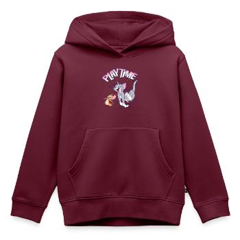 Tom Und Jerry Play Time - Kinder Premium Organic Hoodie - Burgunderrot - Vorne - AI Model Kid Female (0cm)