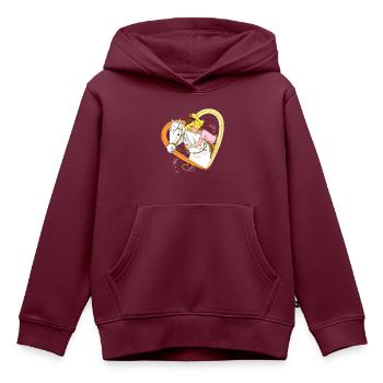 Bibi und Tina 'Bibi kuschelt mit Sabrina' - Kinder Premium Organic Hoodie - Burgunderrot - Vorne - AI Model Kid Female (0cm)