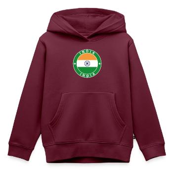 Indien - Kinder Premium Organic Hoodie - Burgunderrot - Vorne - AI Model Kid Female (0cm)