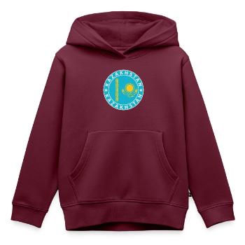 Kasachstan - Kinder Premium Organic Hoodie - Burgunderrot - Vorne - AI Model Kid Female (0cm)