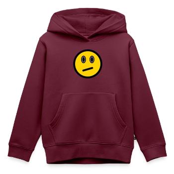 Neutrales Emoticon - Bildsymbol - Strichgesicht - Kinder Premium Organic Hoodie - Burgunderrot - Vorne - AI Model Kid Female (0cm)